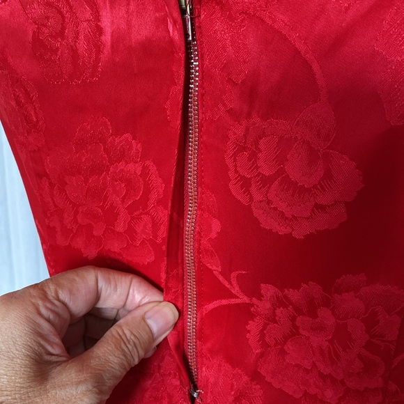 Vintage 50’s red brocade satin dress by Prestige Formal, holiday parties! Large - Picture 8 of 17
